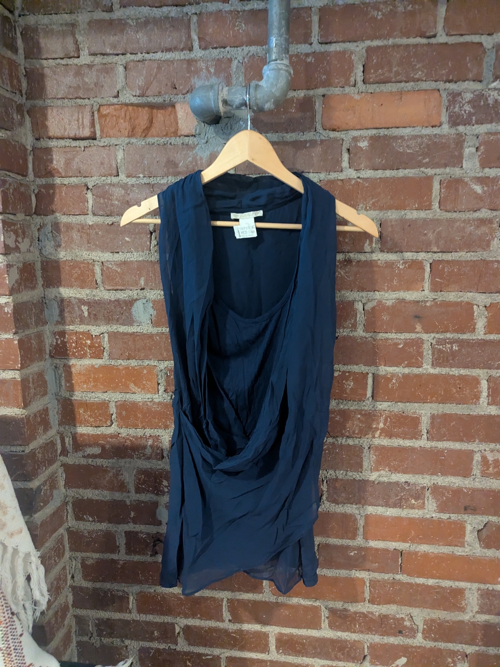 Sleeveless Draped Navy Camisole Tank Top